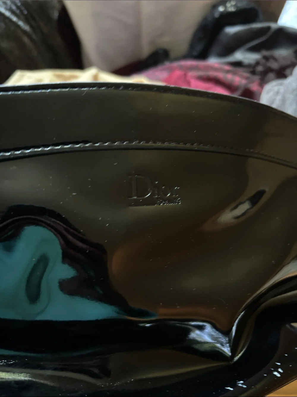 Flash Sale 🎉Dior Black Patent Leather Makeup Clutch - immaculate Red Interior